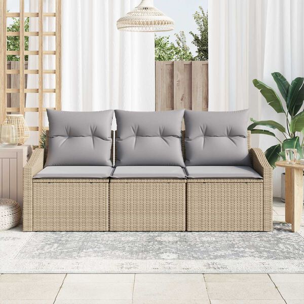 vidaXL Ensemble de canap&eacute; de jardin 3 pcs Beige et Gris clair