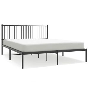 vidaXL Cadre de lit m&eacute;tal sans matelas et t&ecirc;te de lit noir 160x200 cm
