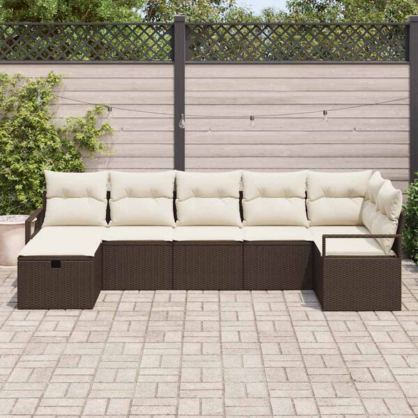 vidaXL Ensemble de canap&eacute; de jardin 7 pcs Marron Poly rotin