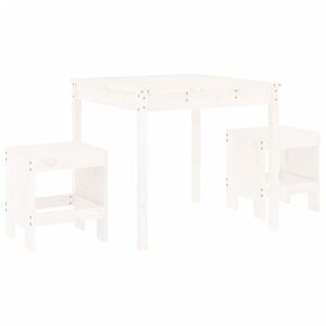 vidaXL Ensemble de bistrot de jardin 3 pcs blanc bois de pin massif