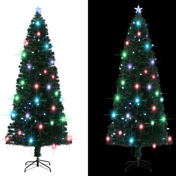 vidaXL Arbre de No&euml;l pr&eacute;-&eacute;clair&eacute; avec support et LED 240 cm fibre optique