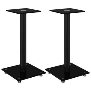 vidaXL Supports de haut-parleurs 2 pcs noir verre tremp&eacute; 1 pilier
