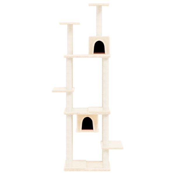 vidaXL Arbre &agrave; chat avec griffoirs en sisal Cr&egrave;me 176 cm