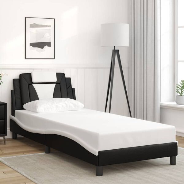 vidaXL Cadre de lit Viana sans matelas noir et blanc 90x200 cm similicuir