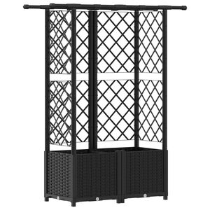 vidaXL Lit &Eacute;lev&eacute; avec Treillis et Toit Noir 124,5 x 40 x 138 cm PP
