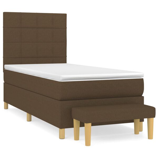 vidaXL Sommier &agrave; lattes de lit avec matelas Marron fonc&eacute; 90x200 cm