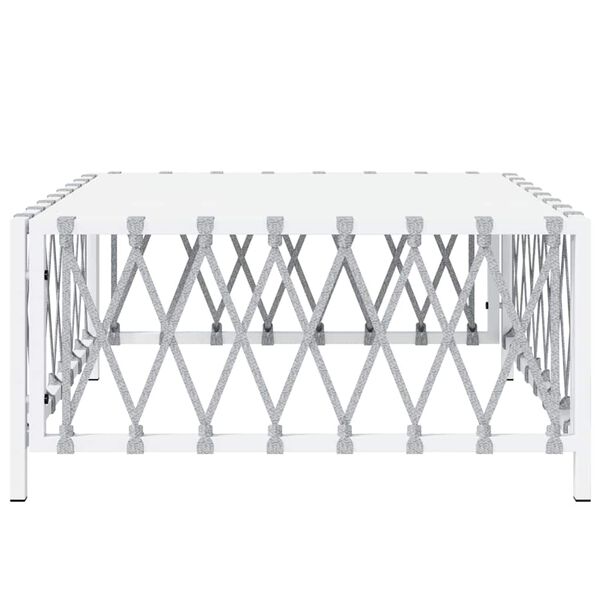 vidaXL Table de jardin blanc 70x70x34 cm tissu tiss&eacute;