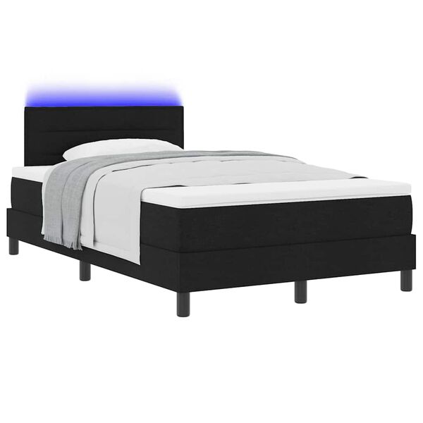 vidaXL Lit &agrave; ressorts avec matelas avec LED Noir 120 x 190 cm tissu