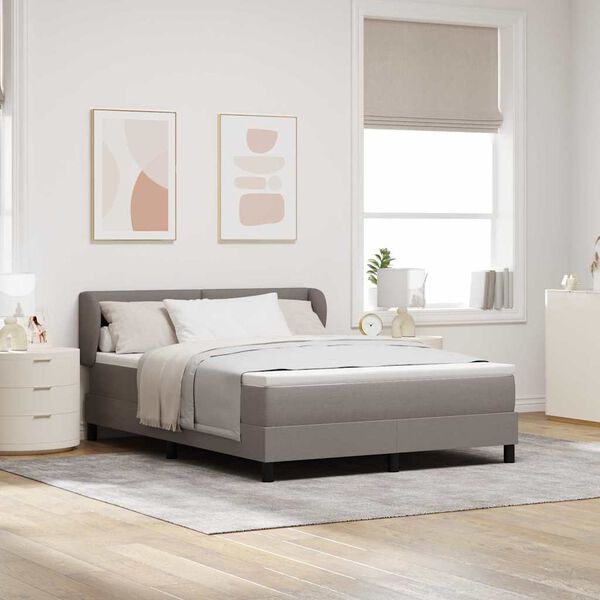 vidaXL Lit &agrave; ressorts avec matelas Taupe 140 x 190 cm tissu