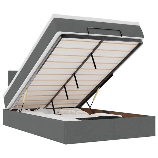 vidaXL Lit ottoman avec matelas gris fonc&eacute; 120x200 cm tissu