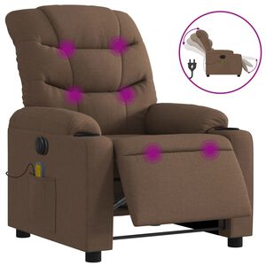 vidaXL Fauteuil inclinable de massage &eacute;lectrique marron tissu