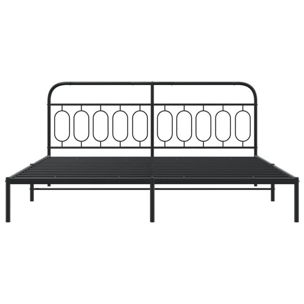 vidaXL Cadre de lit m&eacute;tal sans matelas avec t&ecirc;te de lit noir 200x200cm