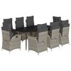 vidaXL Ensemble &agrave; manger de jardin et coussins 9 pcs gris clair rotin