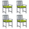 vidaXL Chaises de jardin et coussins lot de 4 Gris Bois acacia massif