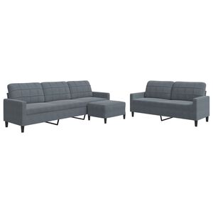 vidaXL Ensemble de canap&eacute;s 3 pcs avec coussins Gris fonc&eacute; Velours