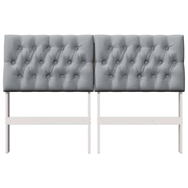 vidaXL T&ecirc;te de lit capitonn&eacute;e Gris clair 135 cm Pin massif