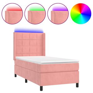 vidaXL Sommier &agrave; lattes de lit matelas et LED Rose 90x200 cm Velours