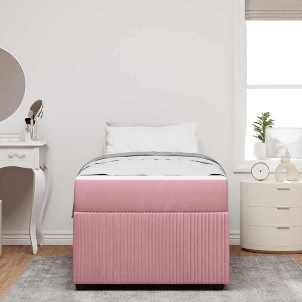 vidaXL Cadre de lit avec matelas Rose 100 x 200 cm Velours