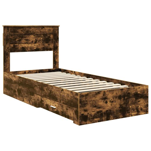 vidaXL Cadre de lit Ch&ecirc;ne fum&eacute; 90 x 190 cm Bois d'ing&eacute;nierie