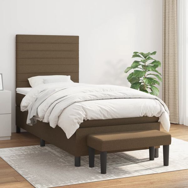 vidaXL Sommier &agrave; lattes de lit avec matelas Marron fonc&eacute; 80x200 cm