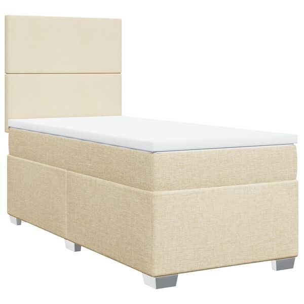 vidaXL Sommier &agrave; lattes de lit avec matelas Cr&egrave;me 80x200 cm Tissu