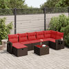 vidaXL Salon de jardin avec coussins 7 pcs marron r&eacute;sine tress&eacute;e