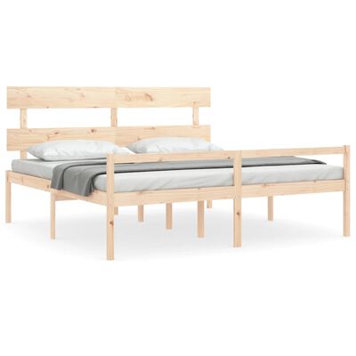 vidaXL Lit pour personne âgée et tête de lit 200x200 cm bois massif