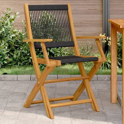 vidaXL Chaises de jardin lot de 2 noir bois d'acacia et polypropylène