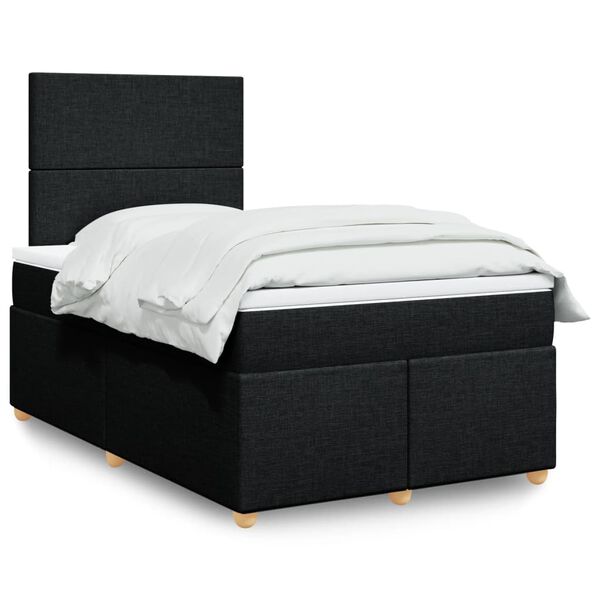 vidaXL Sommier &agrave; lattes de lit avec matelas Noir 120x200 cm Tissu