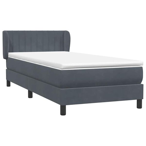 vidaXL Sommier &agrave; lattes de lit et matelas gris fonc&eacute; 80x210 cm velours