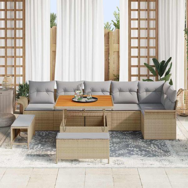 vidaXL Ensemble de canap&eacute; de jardin 9 pcs Beige et Gris clair