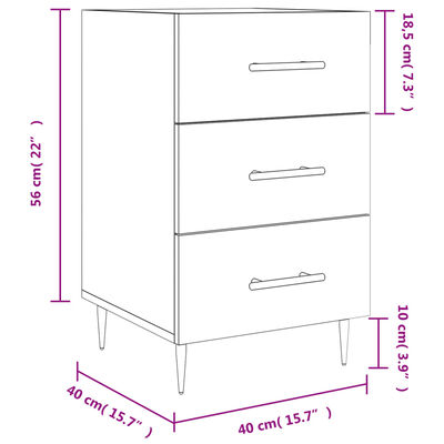 vidaXL Table de chevet chêne sonoma 40x40x66 cm bois d'ingénierie