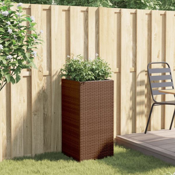 vidaXL Jardinière marron 40x40x80 cm résine tressée