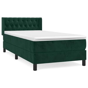 vidaXL Sommier &agrave; lattes de lit avec matelas Vert fonc&eacute; 90x190 cm