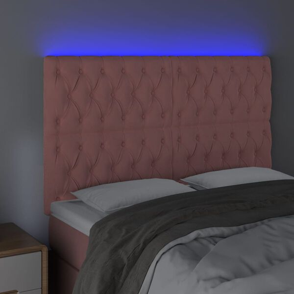 vidaXL T&ecirc;te de lit &agrave; LED Rose 144x7x118/128 cm Velours
