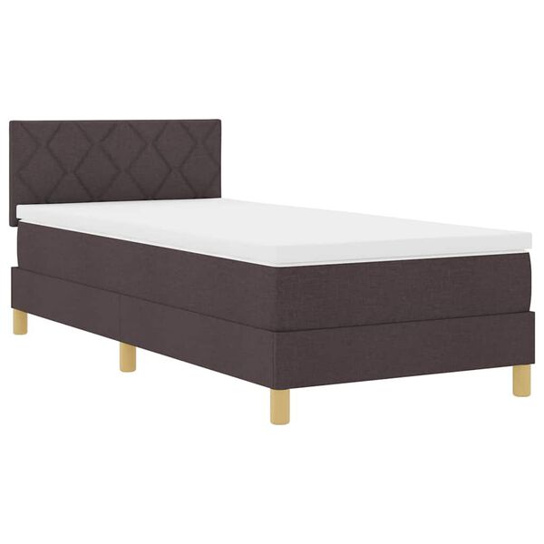 vidaXL Lit &agrave; ressorts avec matelas Marron fonc&eacute; 90 x 200 cm tissu