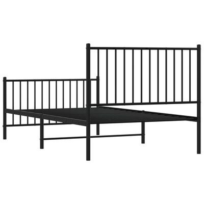 vidaXL Cadre de lit métal sans matelas avec pied de lit noir 100x190cm