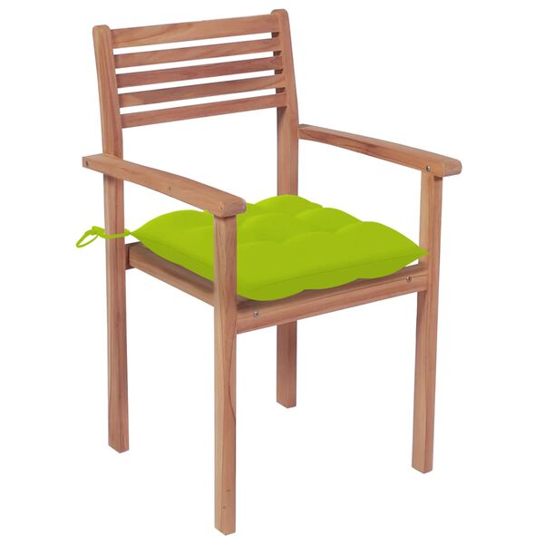 vidaXL Chaises de jardin lot de 2 avec coussins vert vif Teck massif