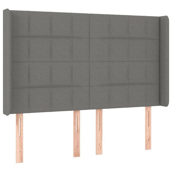 vidaXL T&ecirc;te de lit &agrave; LED Gris fonc&eacute; 147x16x118/128 cm Tissu