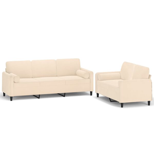 vidaXL Ensemble de canap&eacute;s 2 pcs coussins d&eacute;coratifs et coussins Cr&egrave;me