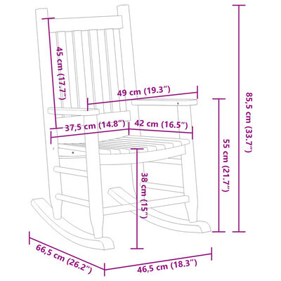 vidaXL Chaise à bascule enfants blanc bois de peuplier massif