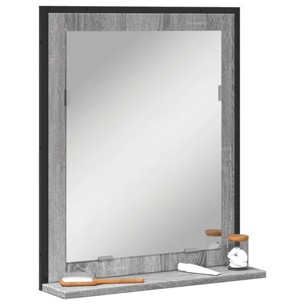 vidaXL Miroir de salle de bain et &eacute;tag&egrave;re sonoma gris bois ing&eacute;nierie