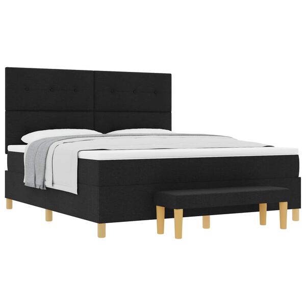 vidaXL Lit &agrave; ressorts avec matelas Noir 180 x 200 cm tissu