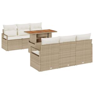 vidaXL Ensemble de canap&eacute; de jardin avec coussin 7 pcs beige et cr&egrave;me