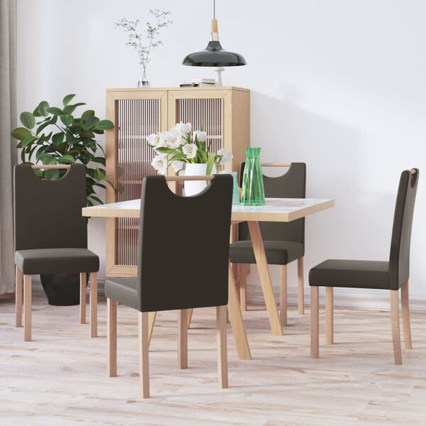 vidaXL Chaises &agrave; manger lot de 4 gris similicuir