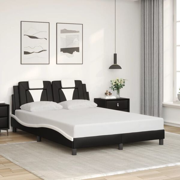 vidaXL Cadre de lit Viana sans matelas noir et blanc 120x200 cm similicuir