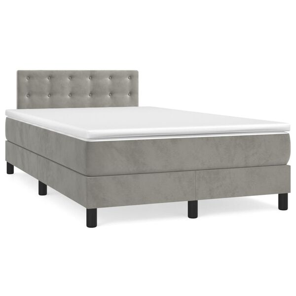 vidaXL Sommier &agrave; lattes de lit et matelas gris clair 120x190cm velours