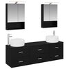 vidaXL Ensemble de mobilier de salle de bain 5 pc Ch&ecirc;ne noir