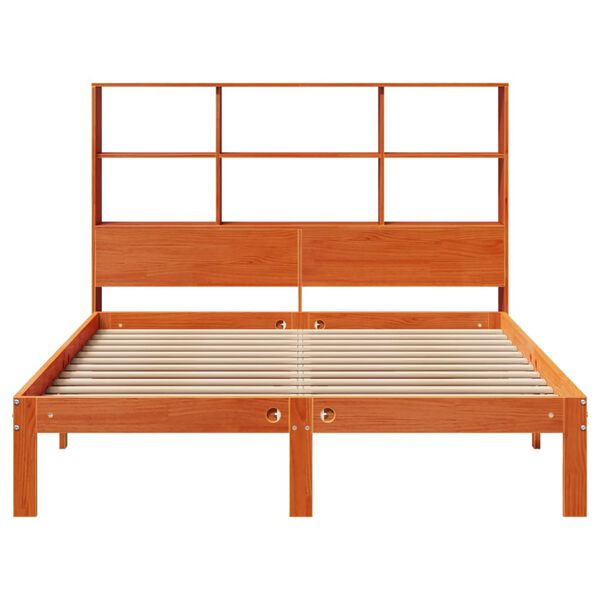 vidaXL Lit biblioth&egrave;que sans matelas cire marron 140x190 cm pin massif