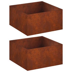 vidaXL Cache-pot de jardin 2 pc Rouill&eacute; 80 x 80 x 40 cm Acier patin&eacute;